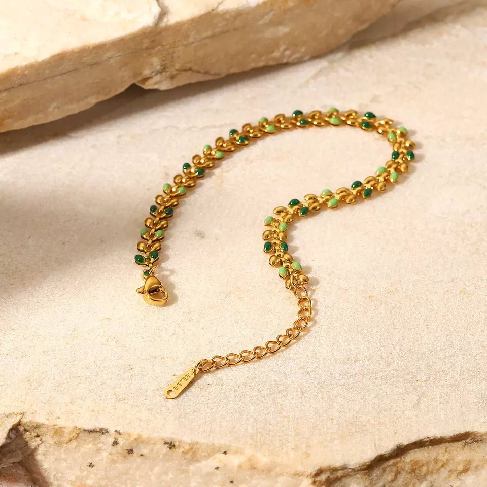 Olive Leaves Gold Plated Bracelet