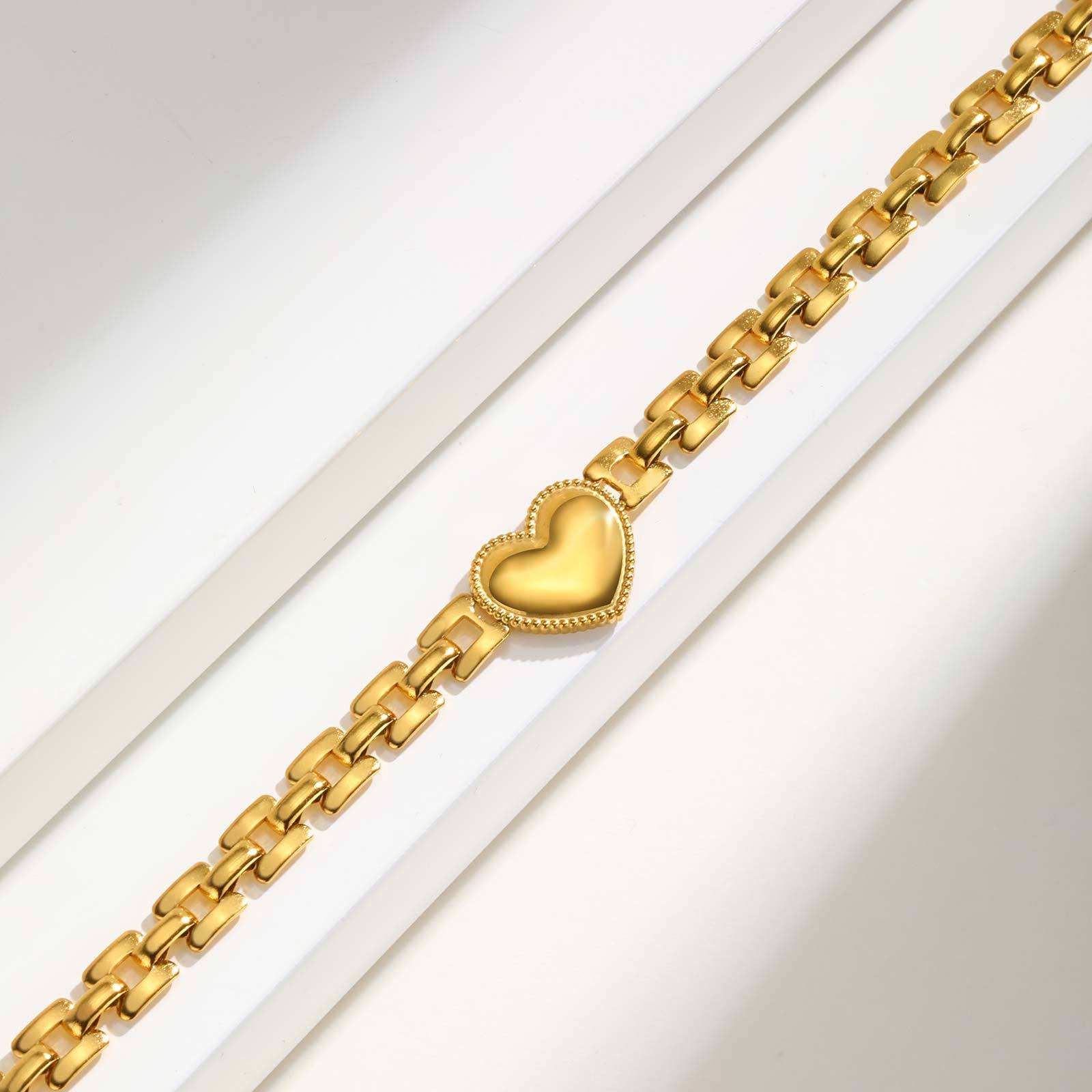 Gold Plated Heart Charm Bracelet