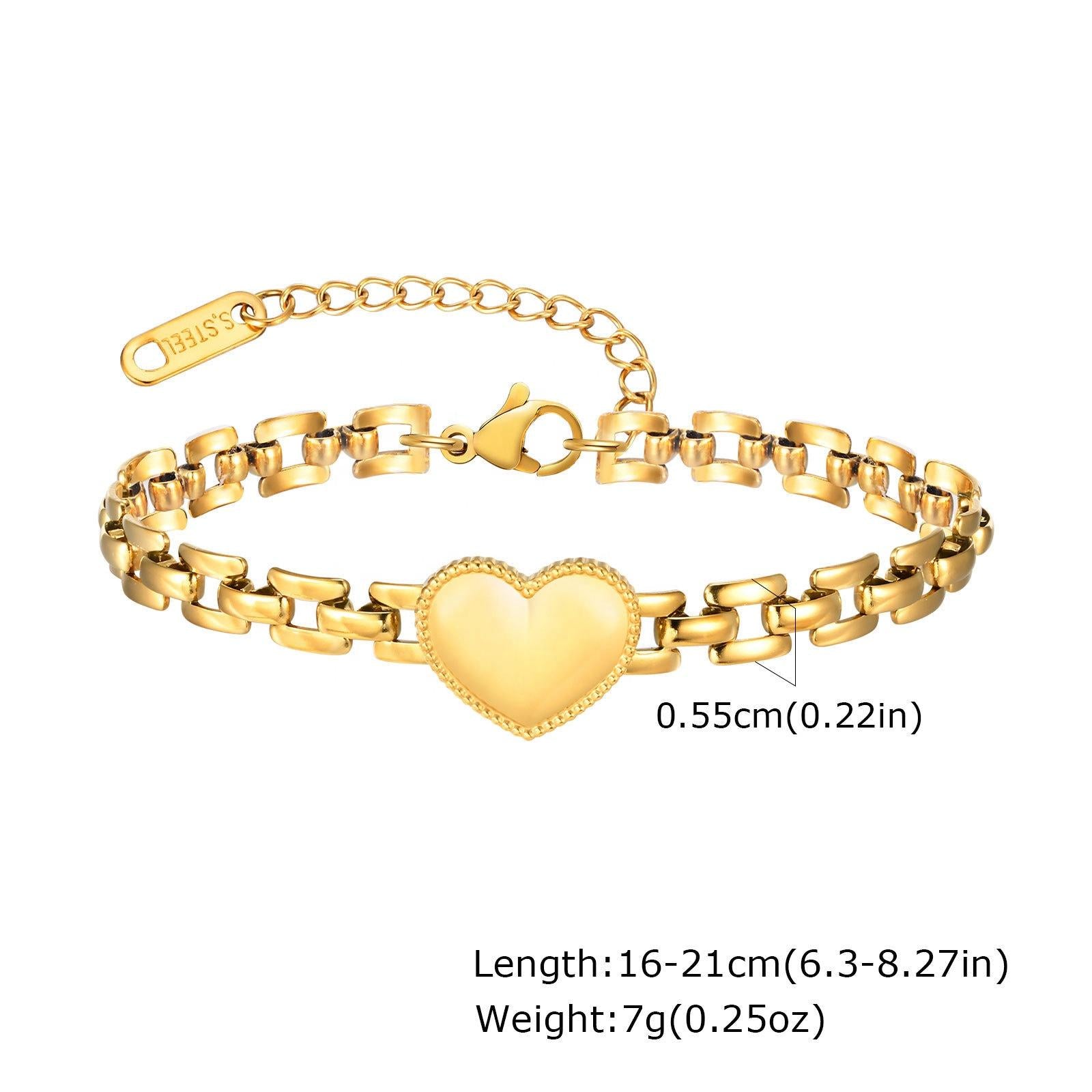 Gold Plated Heart Charm Bracelet
