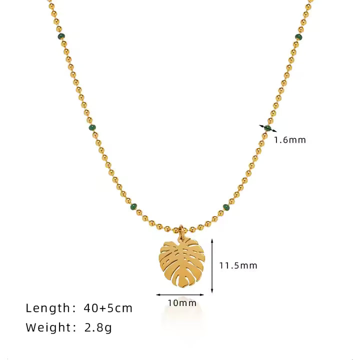 Minimal Green Gold Plated Necklace