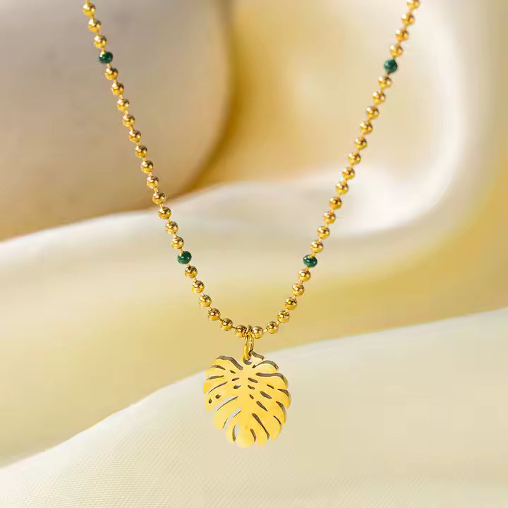 Minimal Green Gold Plated Necklace