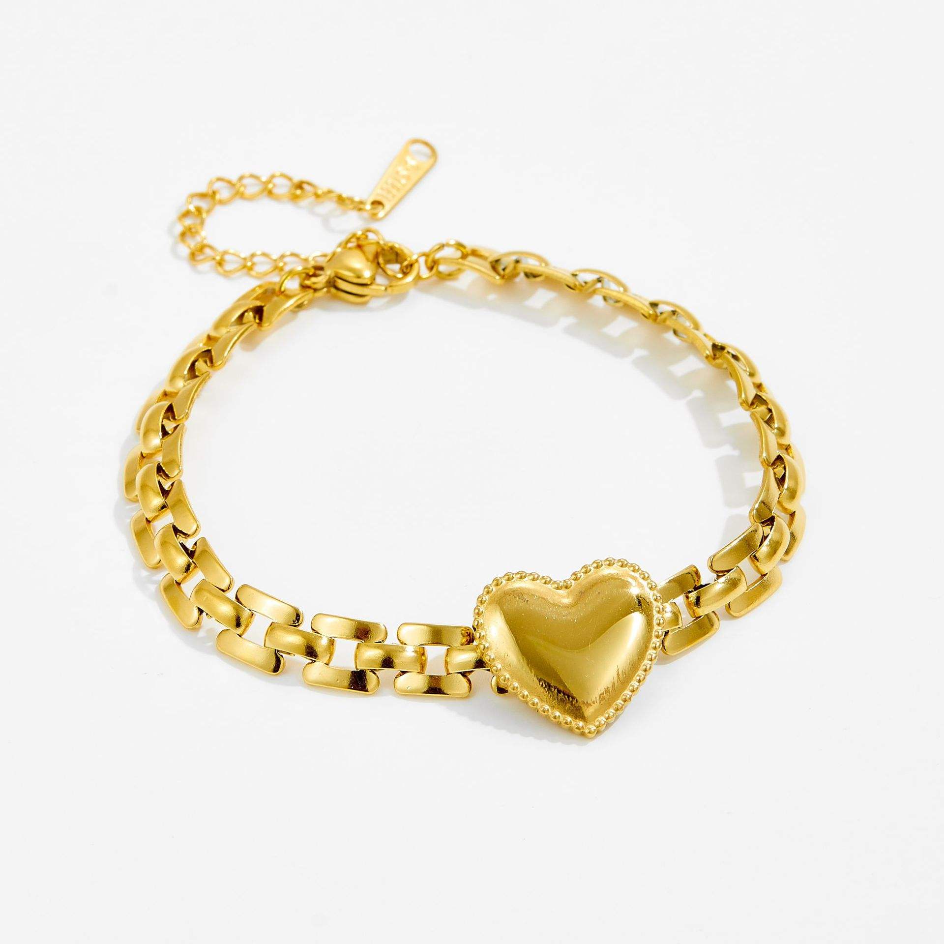 Gold Plated Heart Charm Bracelet