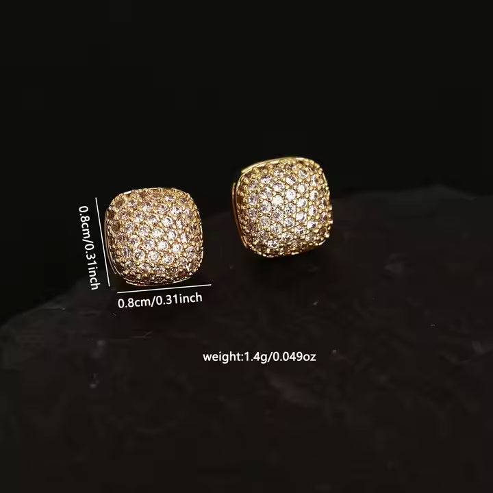 Gold-Plated Cushion Cut PavÃ© Studs