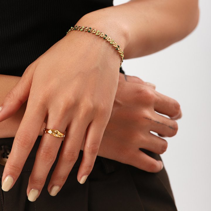 Olive Leaves Gold Plated Bracelet