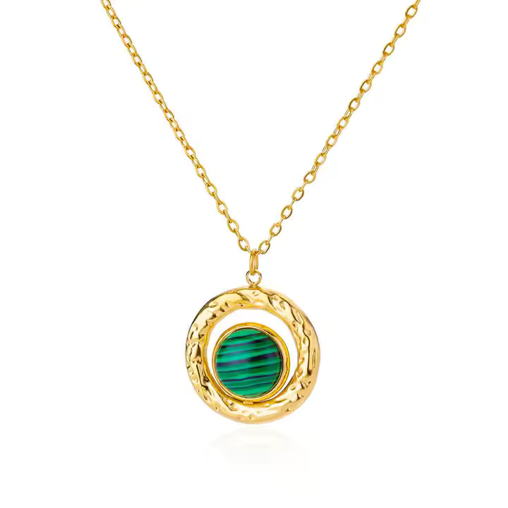 Rich Green Gemstone Gold Plated Necklace