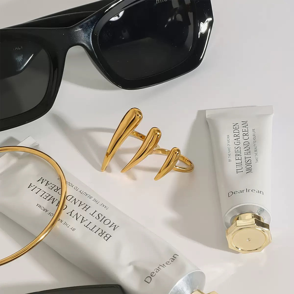 Golden Triple Claw Statement Ring