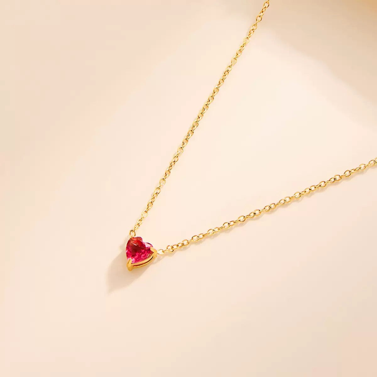 Heart Birthstone Dainty Pendant Necklace