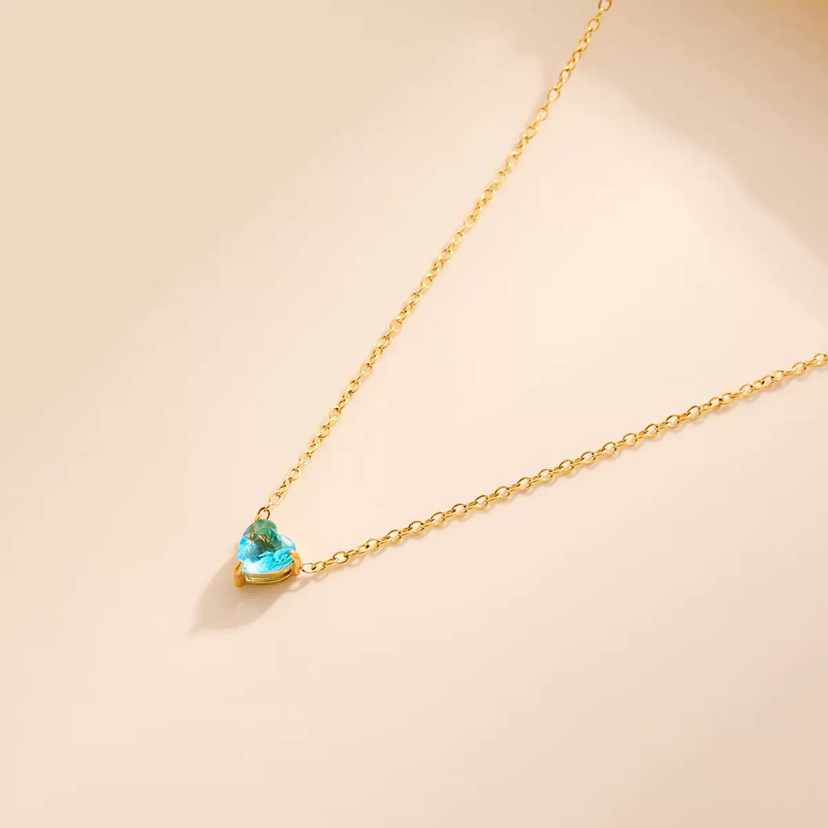 Heart Birthstone Dainty Pendant Necklace