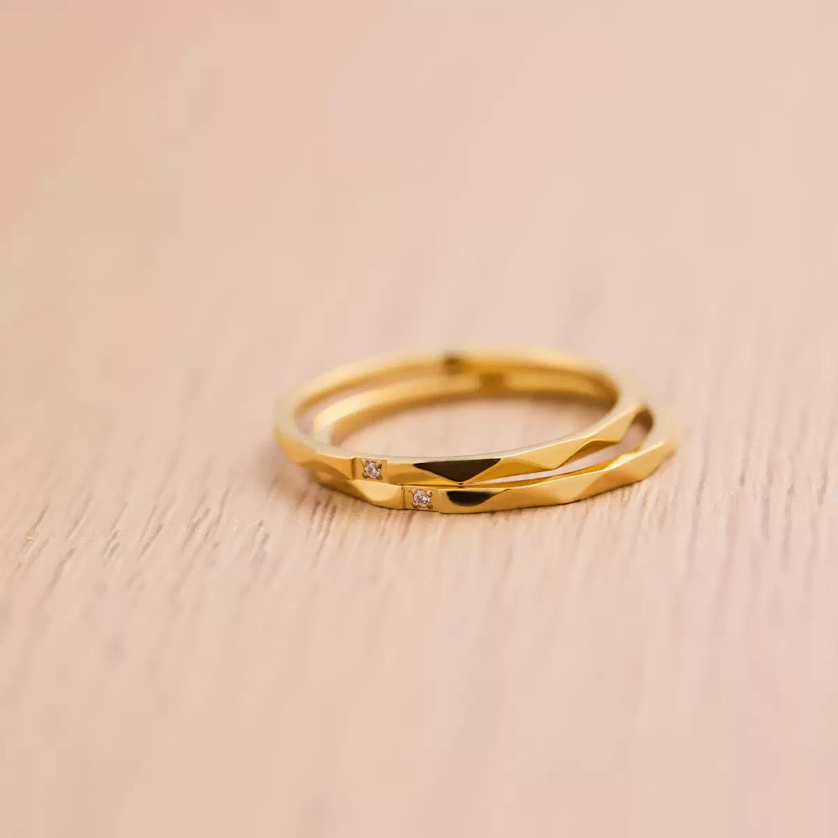 Dainty Faceted Gold-Plated Ring with Cubic Zircon