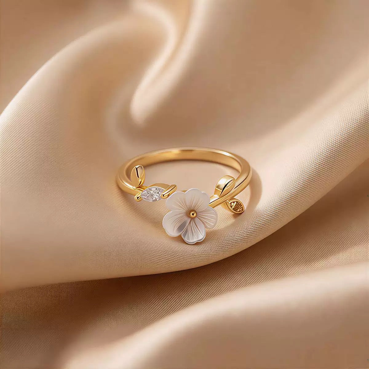White Blossom Marquise Adjustable Bypass Ring