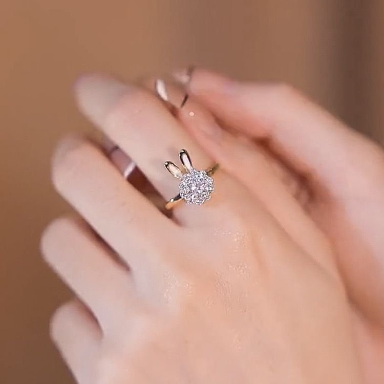 Waterproof Cute Rabbit Adjustable Ring