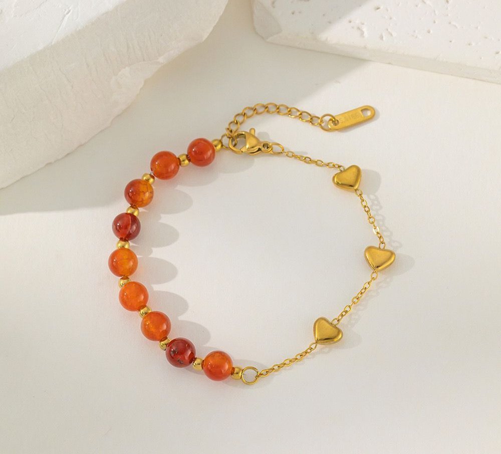 Gold Plated Fire Stone Bracelet / Neclace