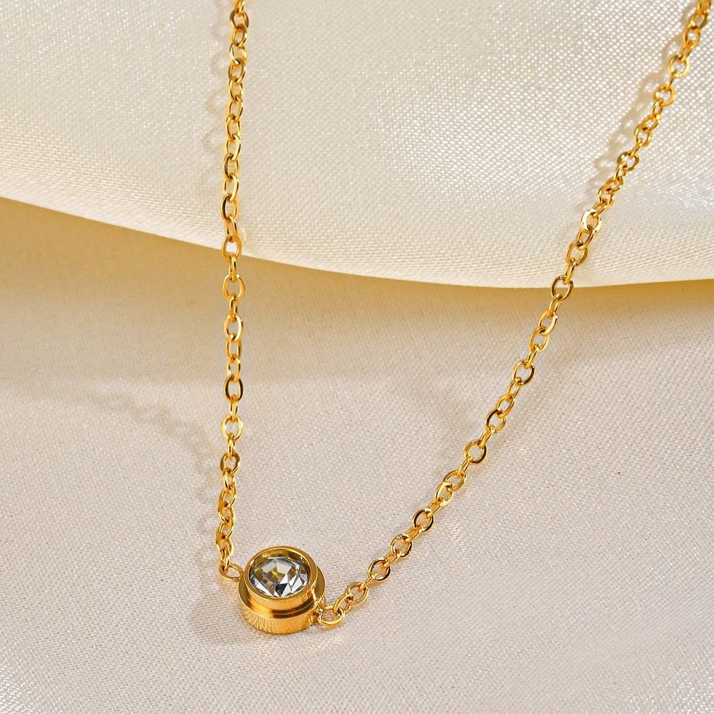 Gold Plated Minimal Elegant Crystal Studded Necklace