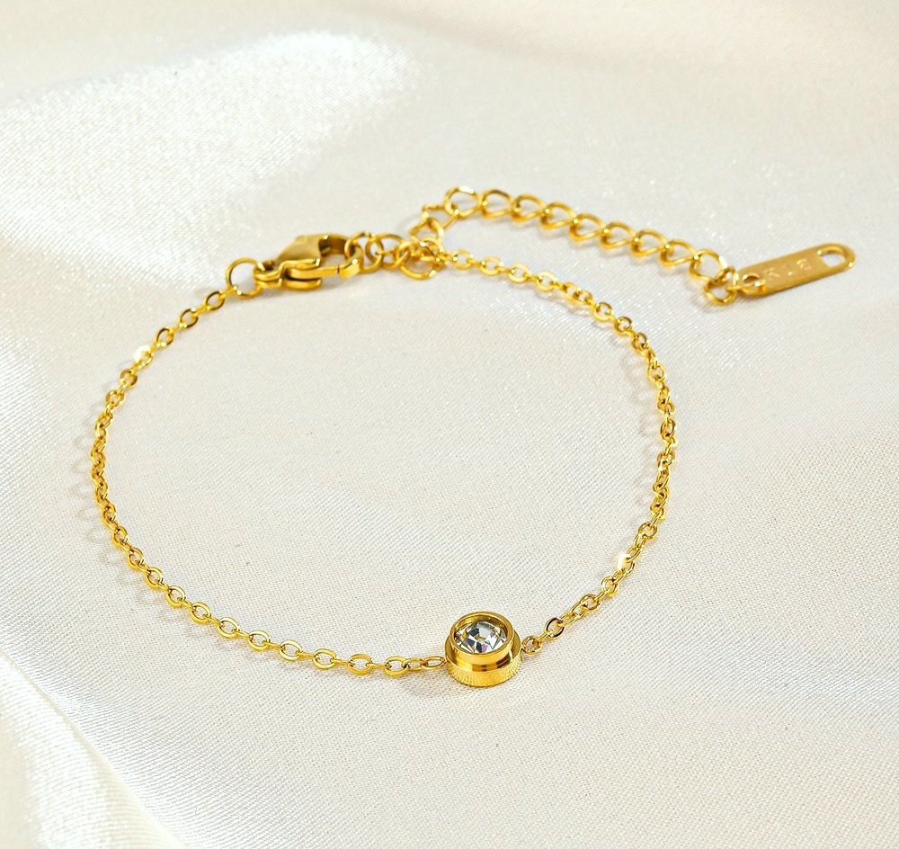 Gold Plated Minimal Elegant Crystal Studded Bracelet