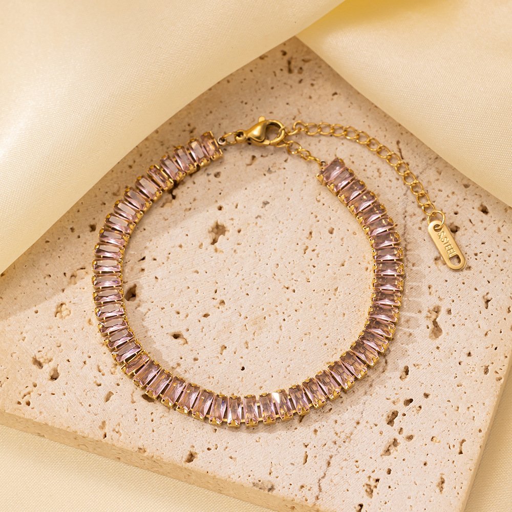 Water Proof Beautiful Rosegold Crystal Studded Bracelet