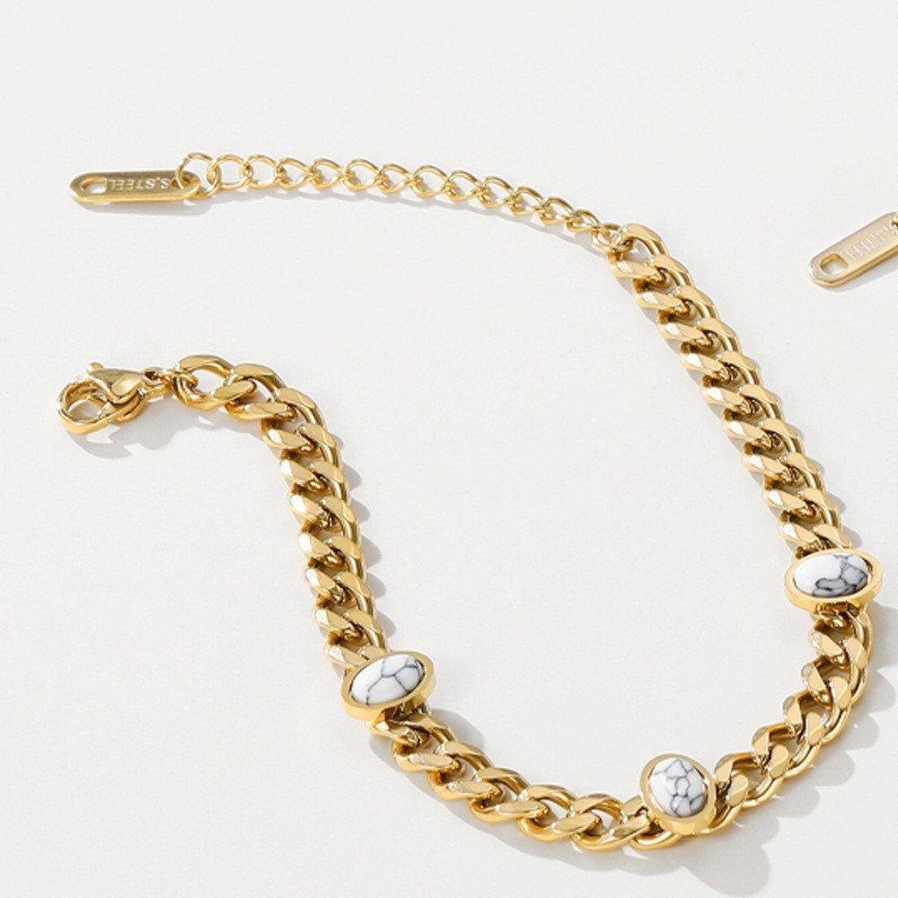 Thick Chained Multi-Charm Waterproof Pearl Bracelet