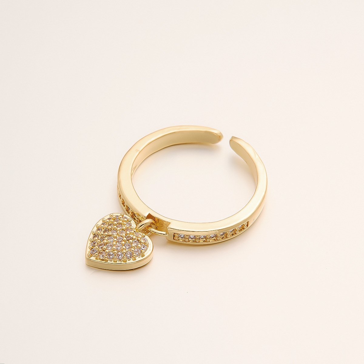 The Hanging Heart Gold Plated Adjustable Ring
