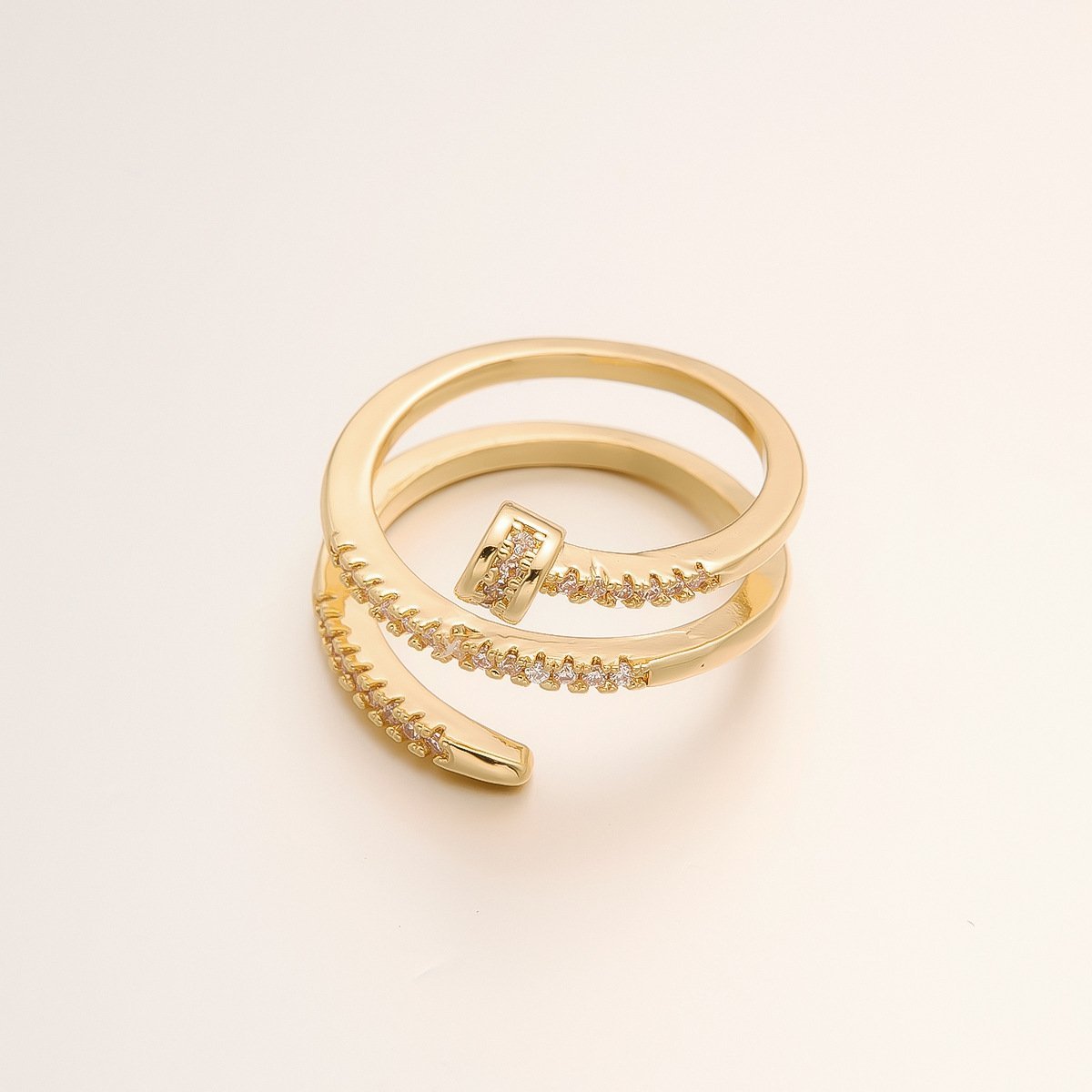 Crystal Studded Twisted Nail Ring