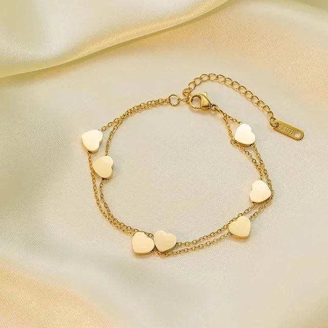 Minimal Heart Charm Gold Plated Bracelet
