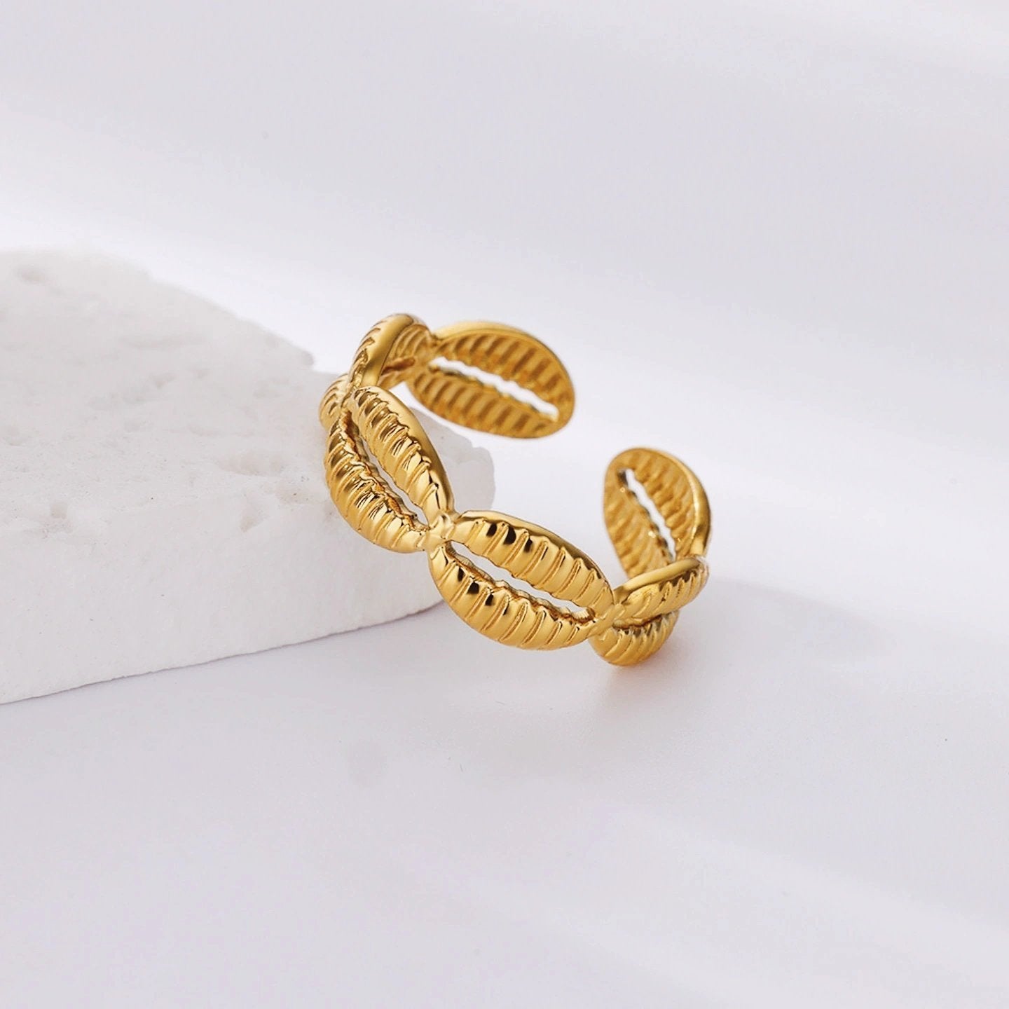 Cofee Beans Gold Plated Adjustable Ring