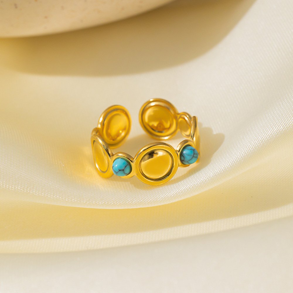 Waterproof Turquoise Bubble Adjustable Ring