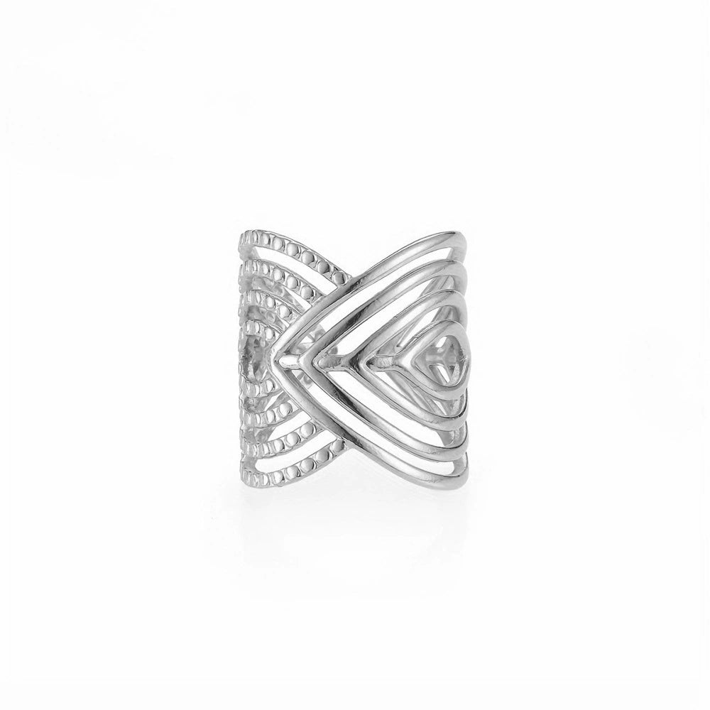 Silver Geometric Wrap Adjustable Ring