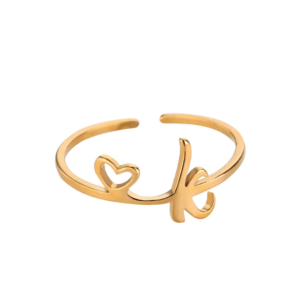 Minimal Gold Plated Initial Letter Adjustable Ring