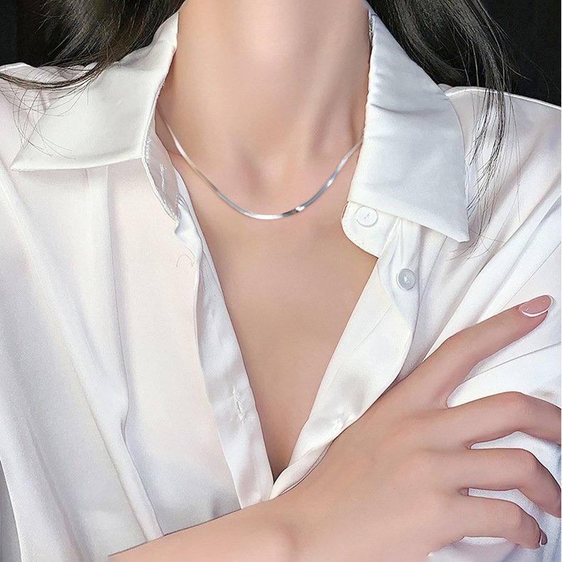 Classic Stainless Steel Herringbone Necklace