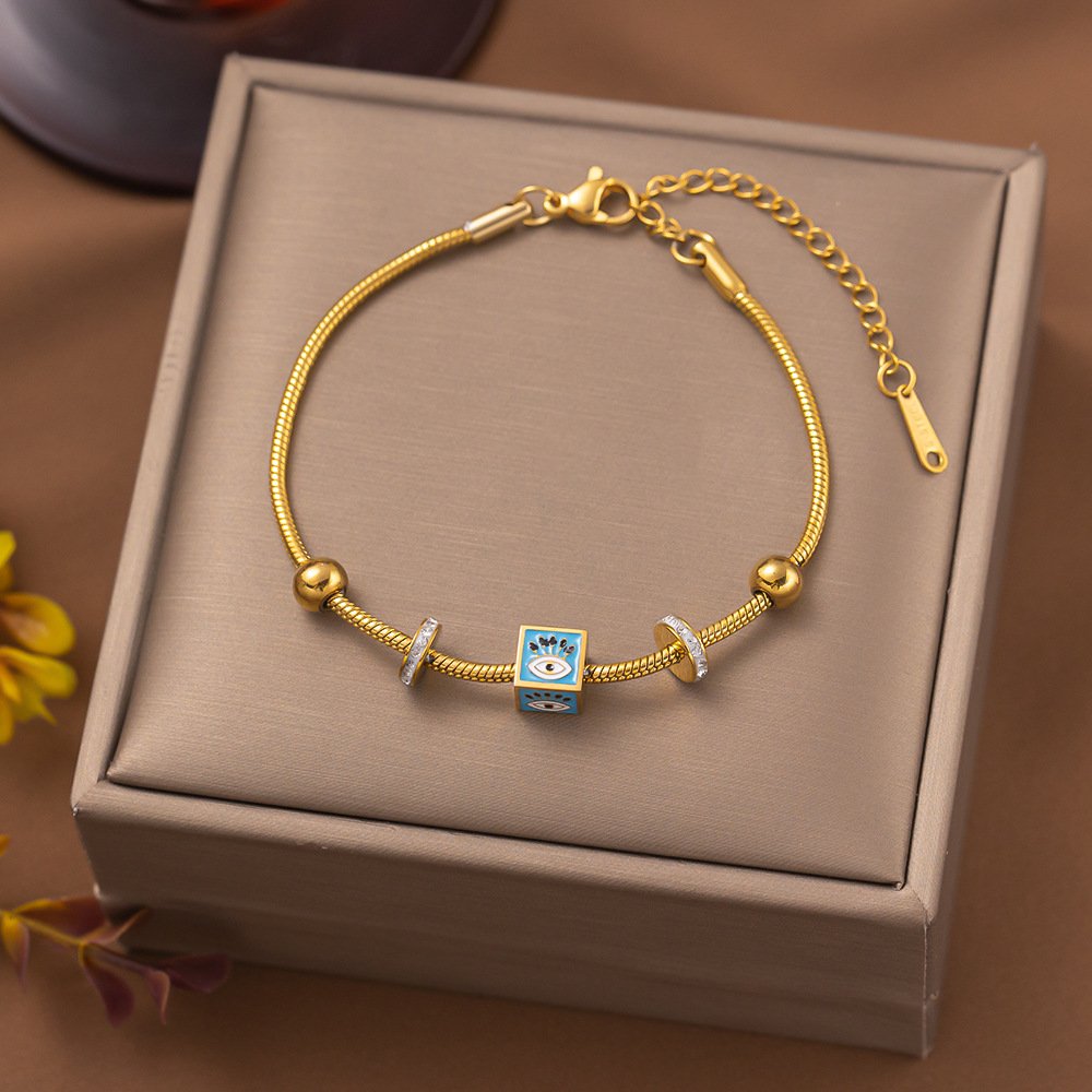 Evil Eye Multi Charm Gold Plated Bracelet