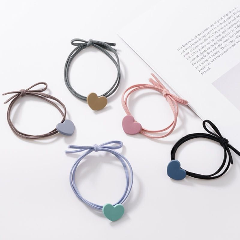 Mini heart hair ties in assorted mixed colors
