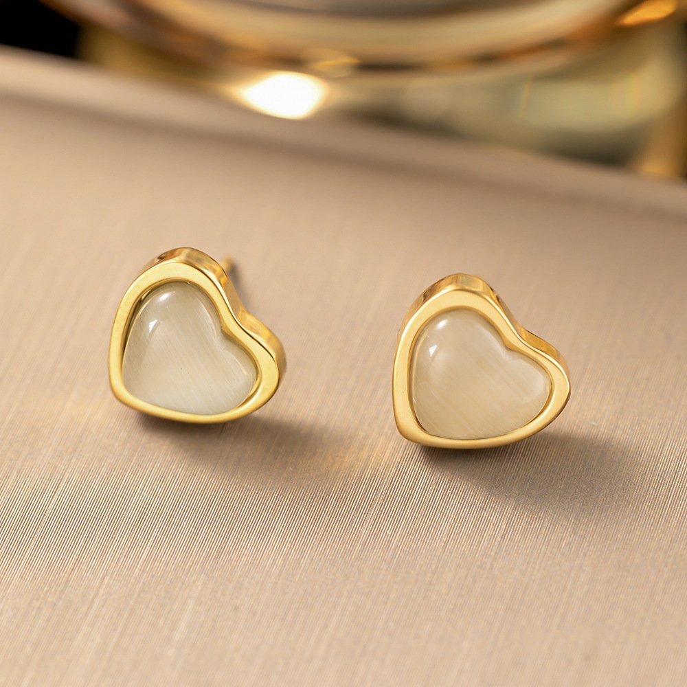 Gold Plated Minimal Heart Shaped Stud Earrings