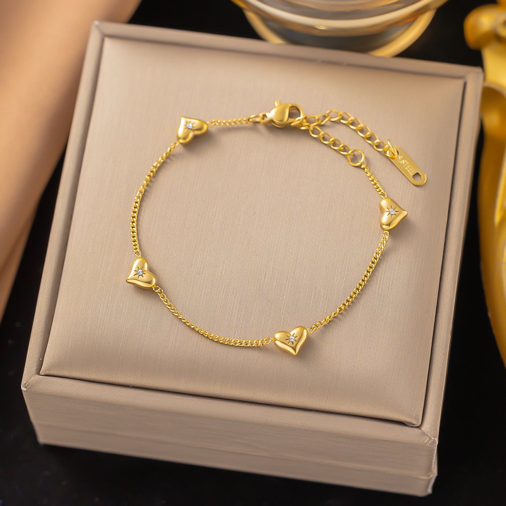 Minimal Heart Charm Gold Plated Bracelet