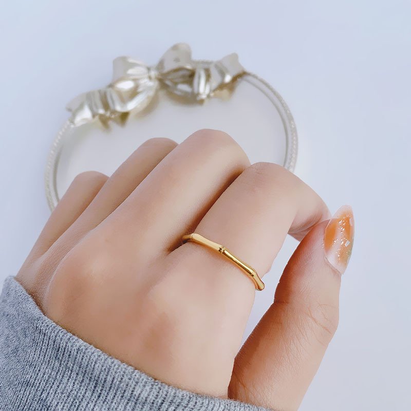 Thin Bamboo Gold Plated Ring (Size 7) (1.7cm)