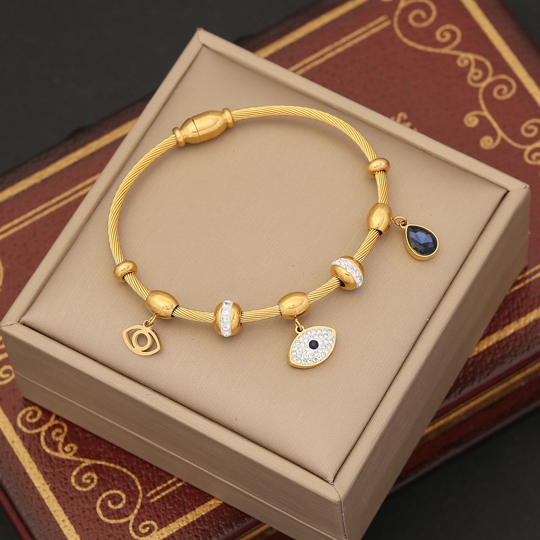 Premium Gold Plated Evil Eye Adjustable Bracelet