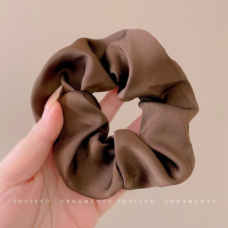 Premium Smooth Fabric Scrunchy - Coffee