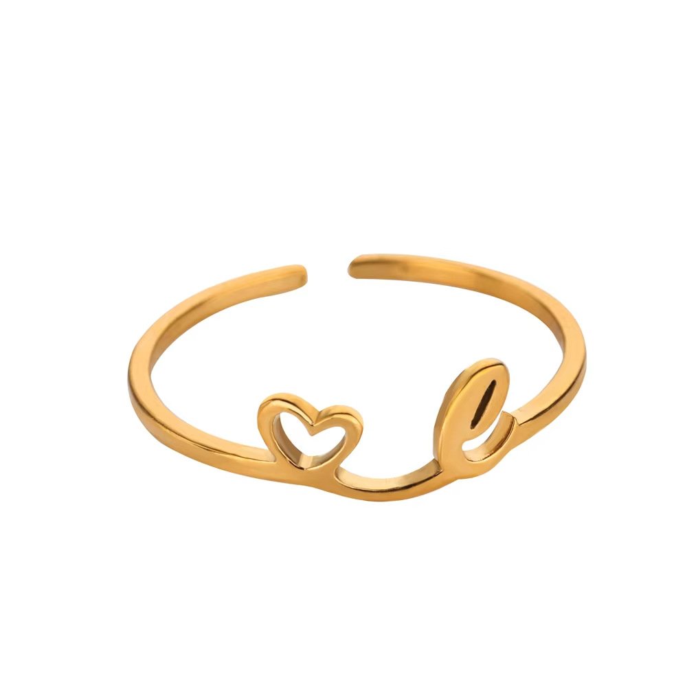 Minimal Gold Plated Initial Letter Adjustable Ring