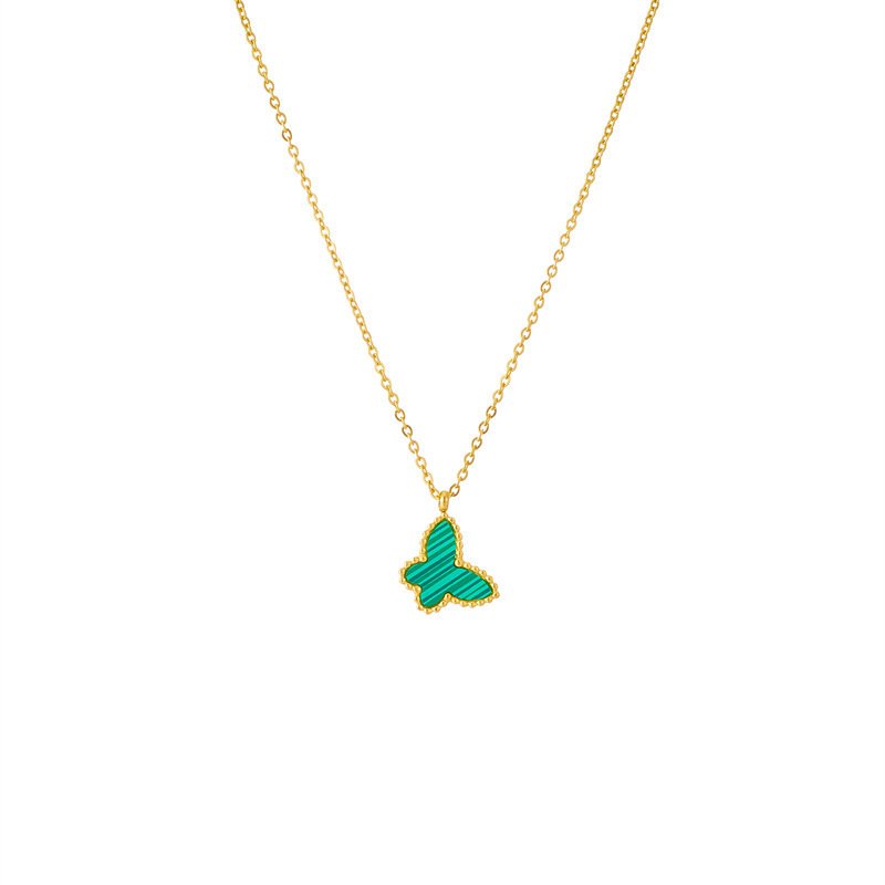 Cute Butterfly Gold Plated Necklace - Green