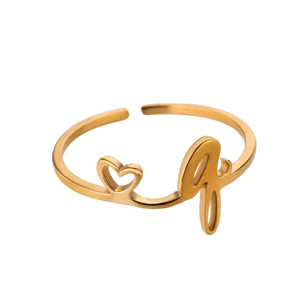 Minimal Gold Plated Initial Letter Adjustable Ring
