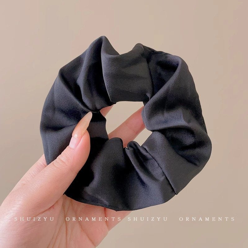 Premium Smooth Fabric Scrunchy - Black