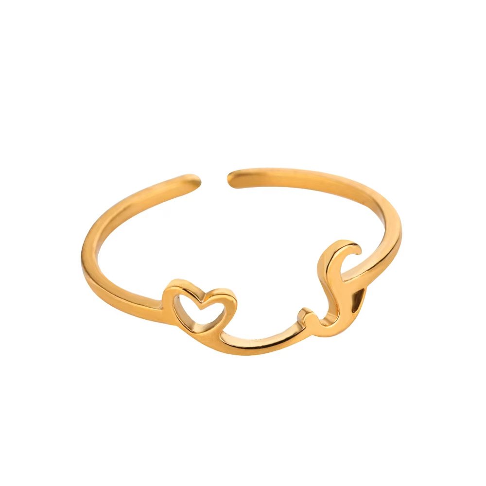 Minimal Gold Plated Initial Letter Adjustable Ring