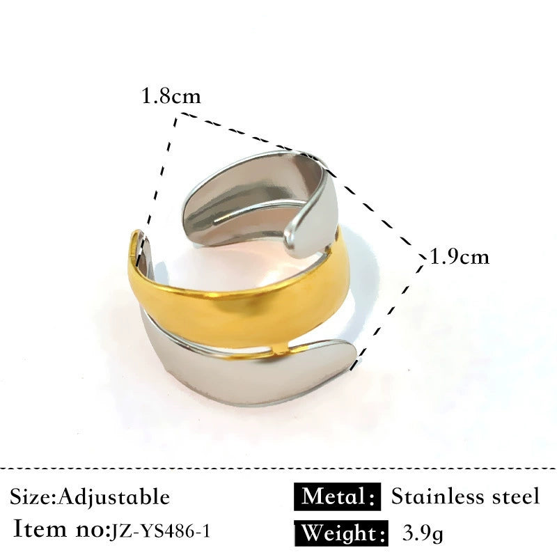 Two-Tone Adjustable Stainless Steel Ring – Gold & Silver Finish
