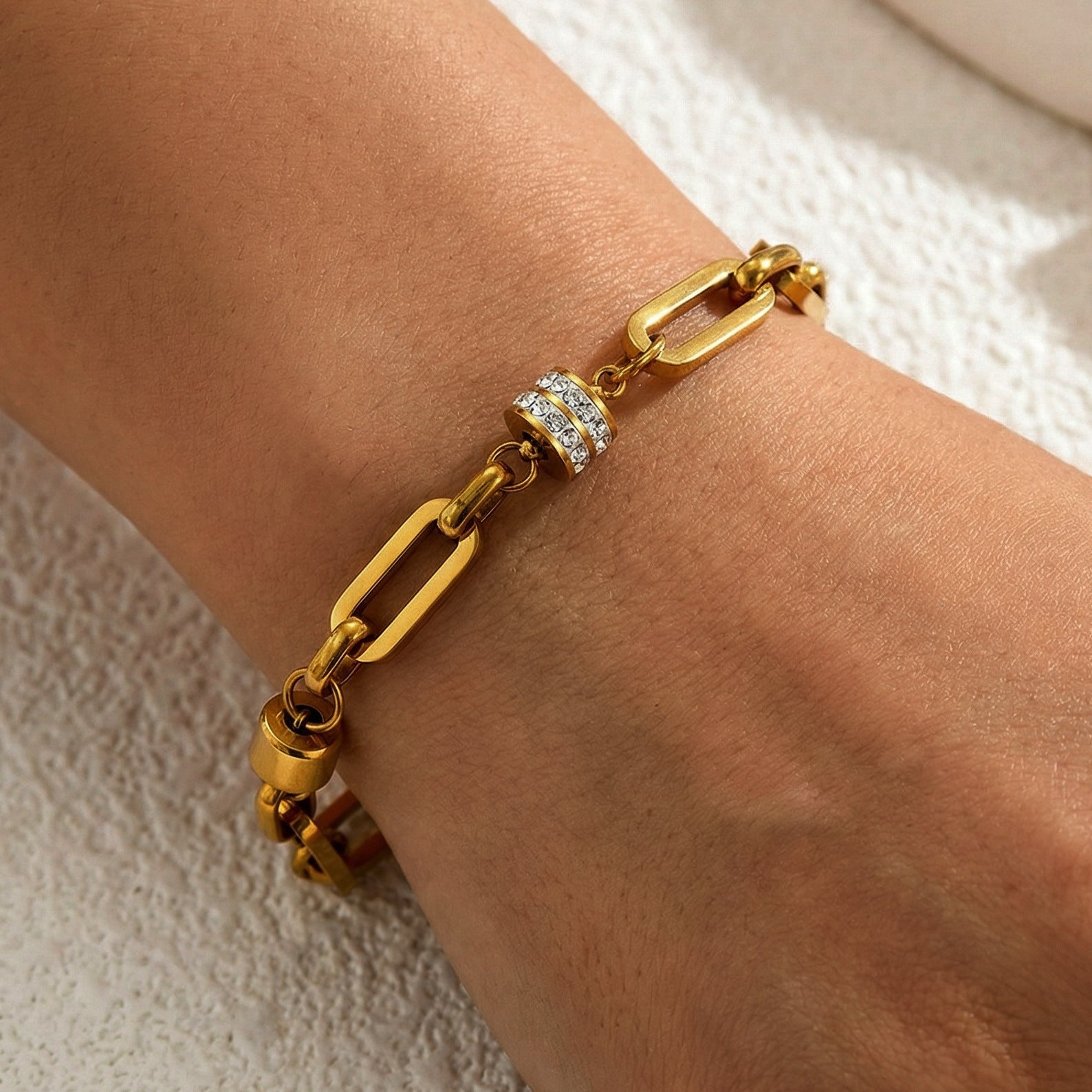 Gold-Tone Crystal Link Bracelet