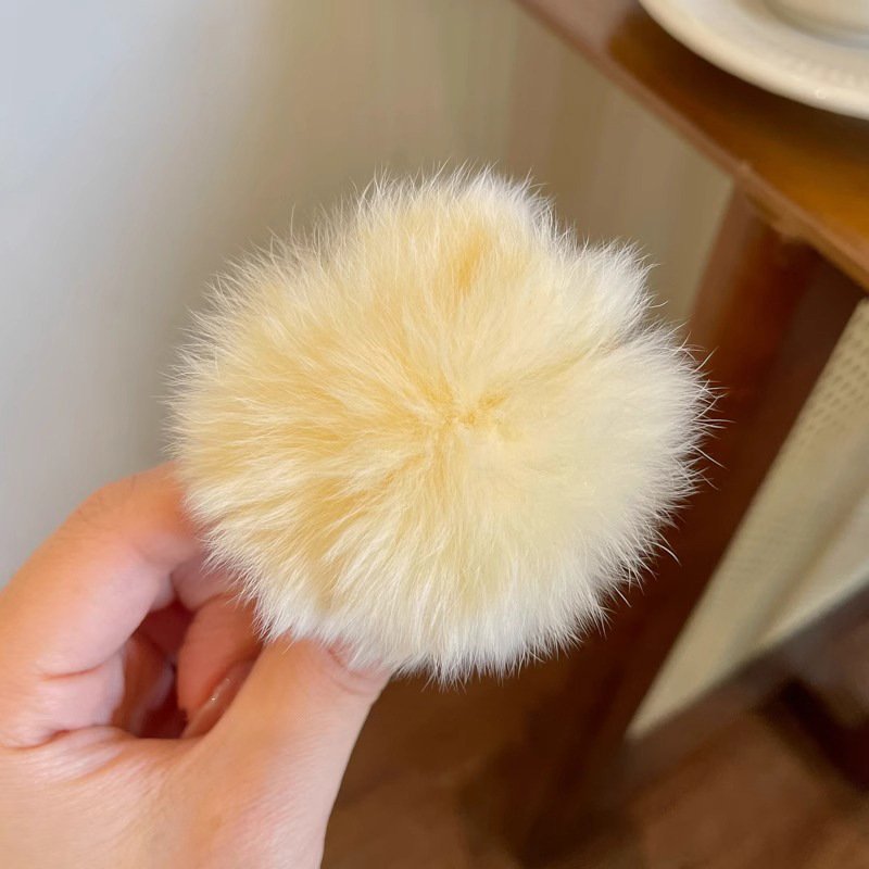 Cute Cream Color Double Coated Furr Hair Clip