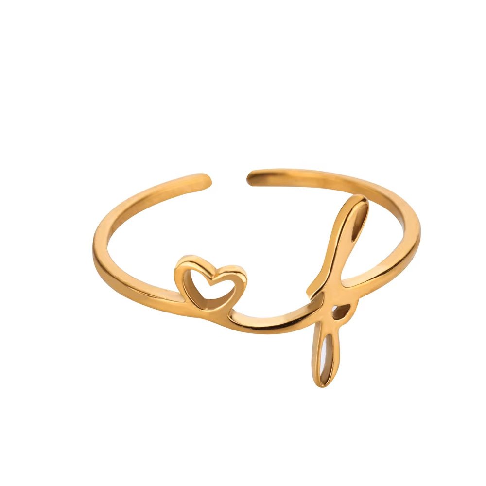 Minimal Gold Plated Initial Letter Adjustable Ring