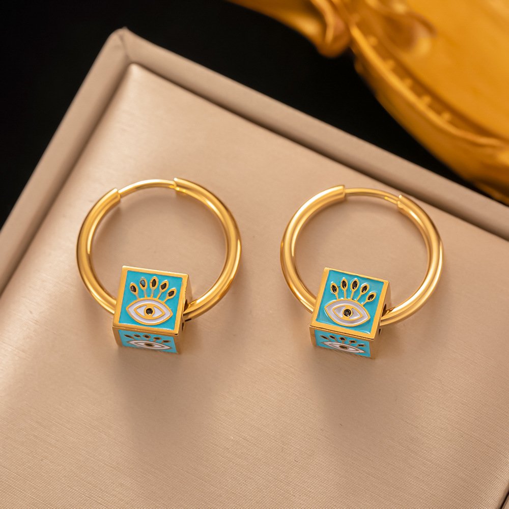 Vintage Cube Shaped Gold Plated Earrings