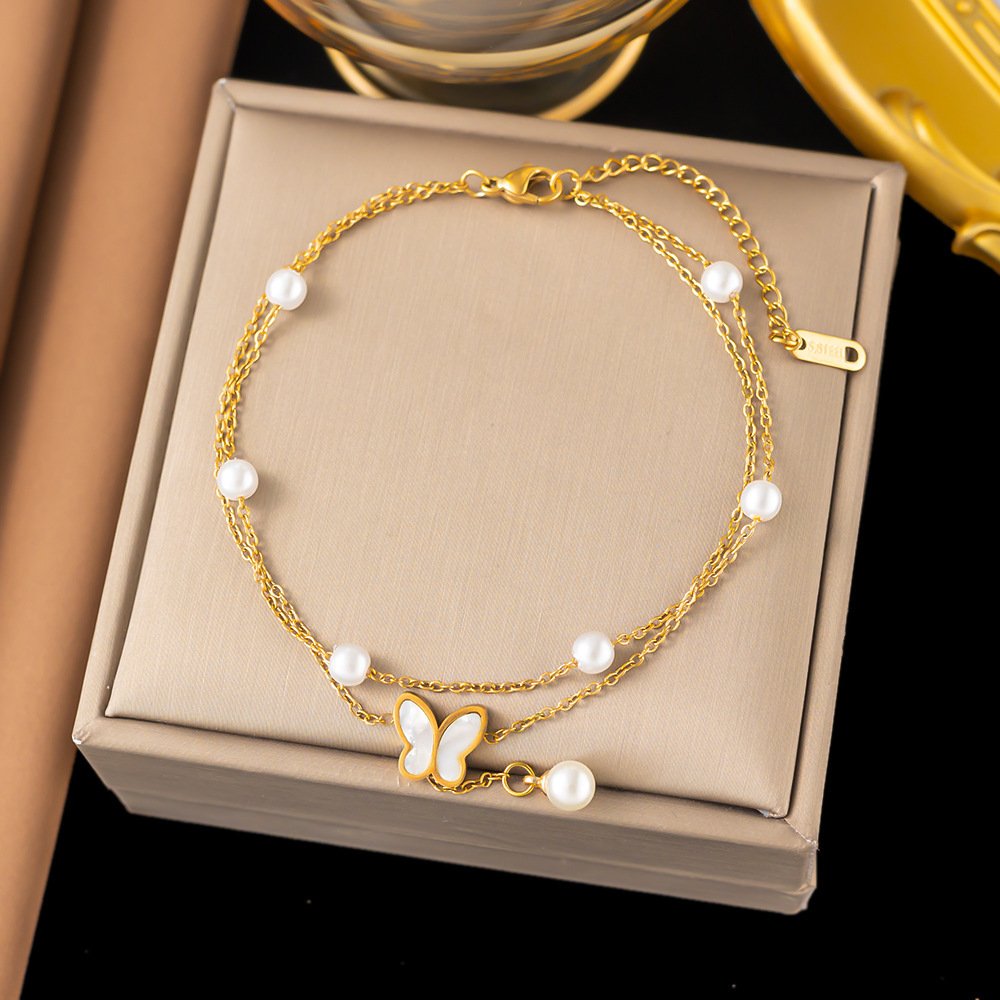 Cute Butterfly Charm Gold Plated Bracelet / Anklet