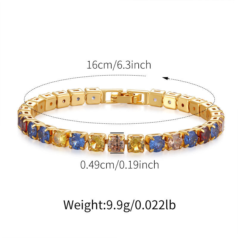 18K Gold Plated Rainbow Tennis Bracelet
