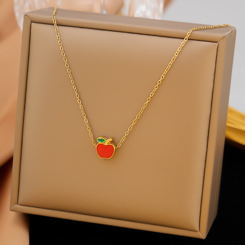 Gold Plated Cute Apple Statement Necklace