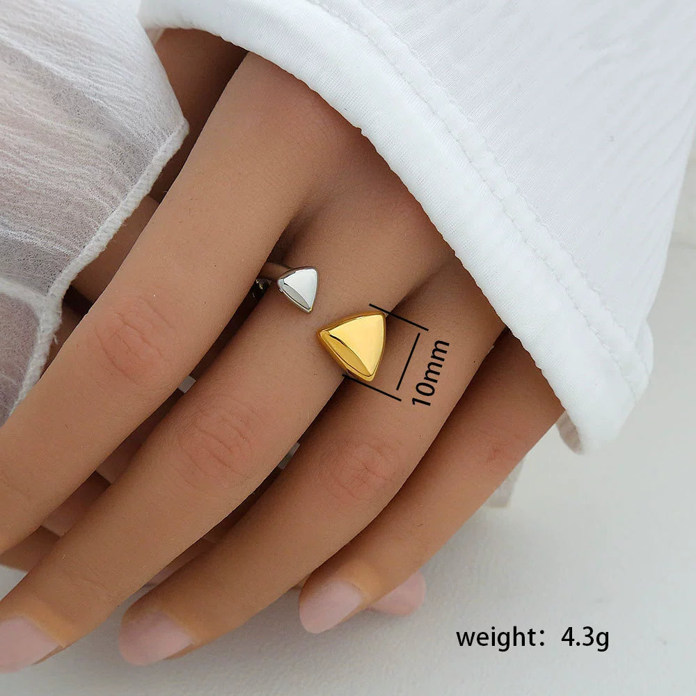 Geometric Triangle Open Ring – Two-Tone Adjustable (10 mm)