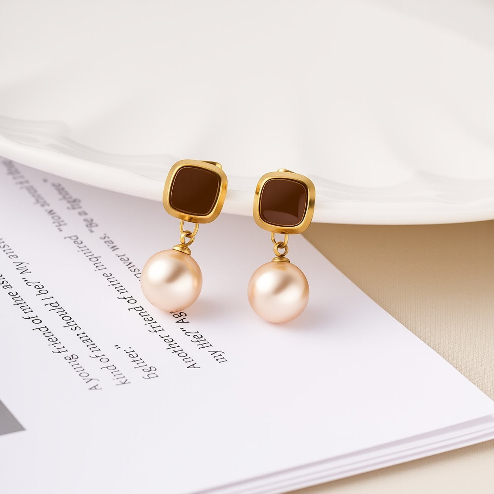 Luxe Pearl Drop Maroon Earrings